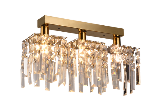 Crystal Chandelier CC180/3GD, 3xE14, 35*6*9, IP20, Gold, Crystal, Iron, Bulbs Not Included