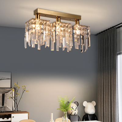 Crystal Chandelier CC180/3GD, 3xE14, 35*6*9, IP20, Gold, Crystal, Iron, Bulbs Not Included