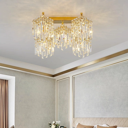 Crystal Chandelier CC180/5GD, 5xE14, 45*45*31.5, IP20, Gold, Crystal, Iron, Bulbs Not Included