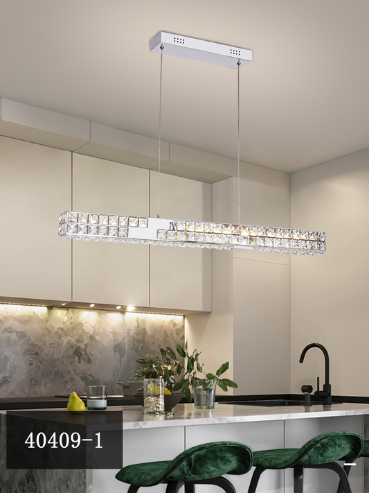 LED Chandelier CC40409/1CH, Diameter 85 cm, Height 120 cm, IP20, Cold/Neutral/Warm Light, Dimmable, Silver, Crystal, Steel