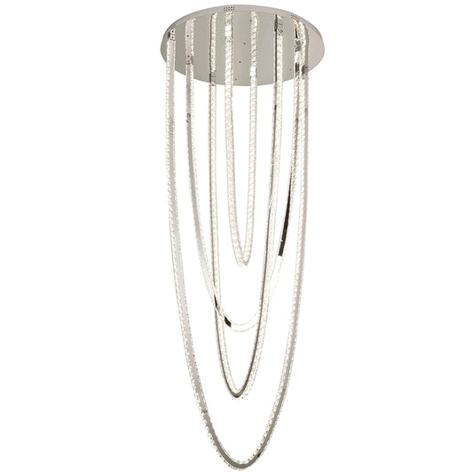 LED Chandelier CC50303/800CH, Diameter 80 cm, Height 200 cm, IP20, Cold/Neutral/Warm Light, Dimmable, Silver, Crystal, Steel