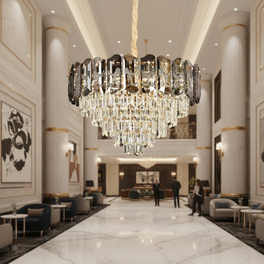 Crystal Chandelier AURUM Eleganza 9xE14, Diameter 50cm, Height 35cm, Shiny Gold, Adjustable Height, Elegant Design