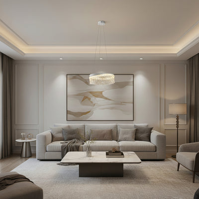 VOLNA Magno Crystal Chandelier, 124W, D60cm, Warm/Neutral/Cold Light, White, Metal and Crystal