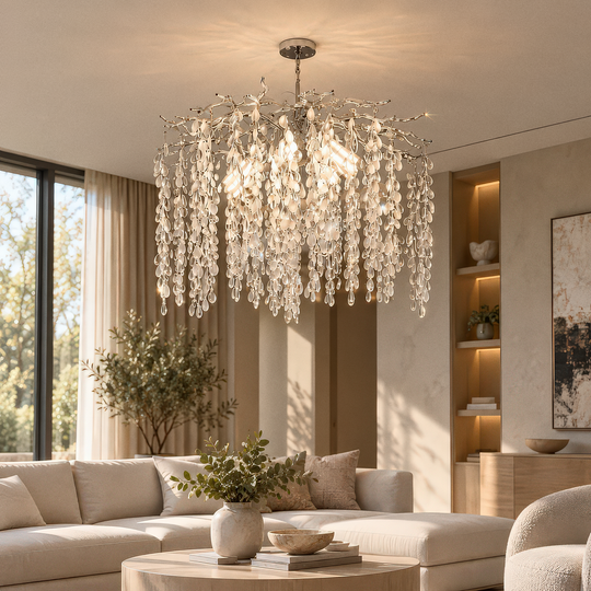 WILLOW Crystal Chandelier, 5x E14, Diameter 50cm, Chrome