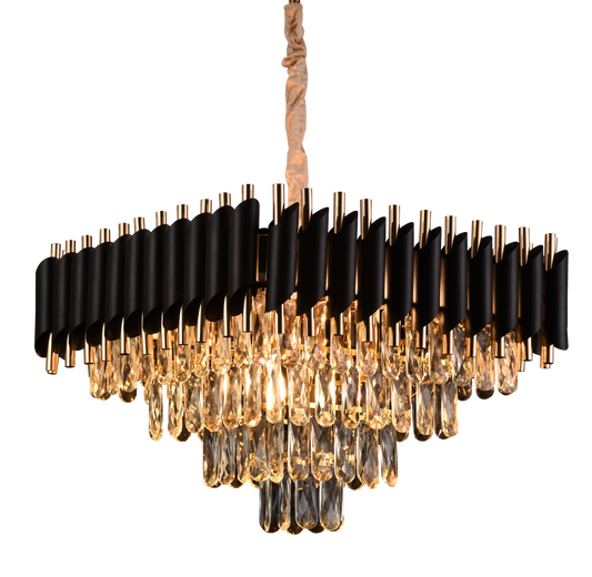 Crystal Chandelier VERSAILLES Nobile 5xE14, Diameter 48cm, Height 35cm Adjustable, IP20, Gold, Black, Metal, Crystal, Bulbs Not Included