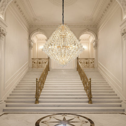 KONIG Grande Supremo Crystal Chandelier, 54xE14, D150 cm, Gold, Adjustable Height, Metal and Crystal