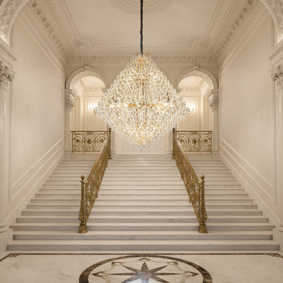 KONIG Grande Supremo Crystal Chandelier, 54xE14, D150 cm, Gold, Adjustable Height, Metal and Crystal