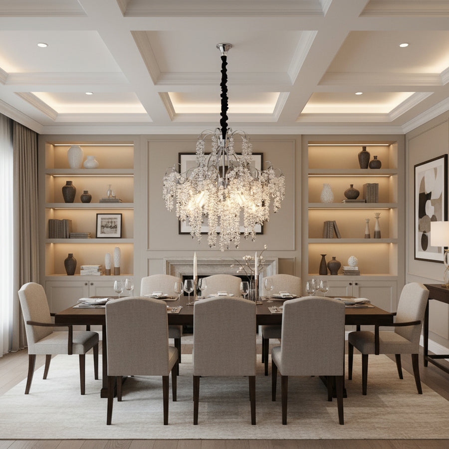 Crystal Chandelier CC9311/5CH, 5x E14, Diameter 50cm, Chrome