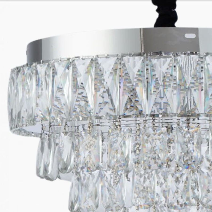 Crystal LED Chandelier with Remote Control Austin 56W Dimmable Silver 