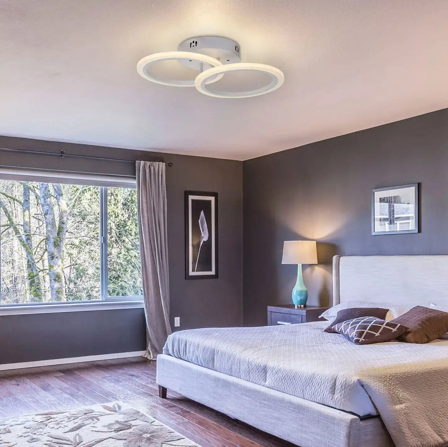 LED Chandelier with Remote Control BETTY, 28W, 2 Circles, Cold/Warm/Neutral Light, Dimmable, White 