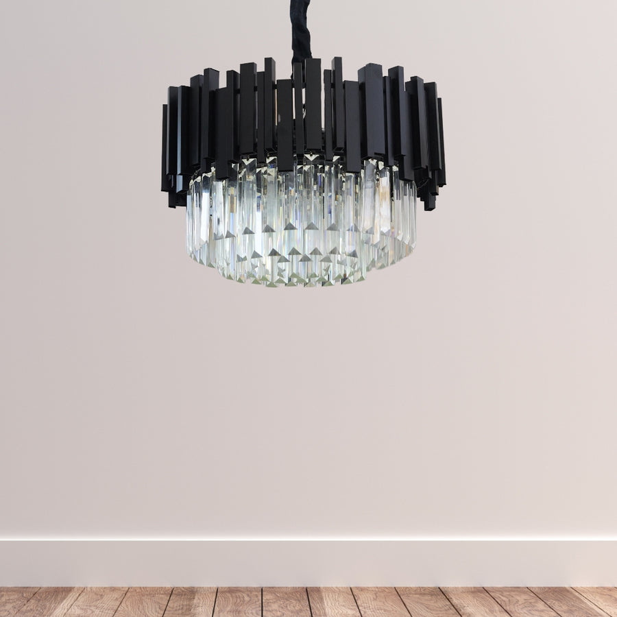 BLOIS Nobile Crystal Chandelier 4xE14, Diameter 40cm, Black, Adjustable Height