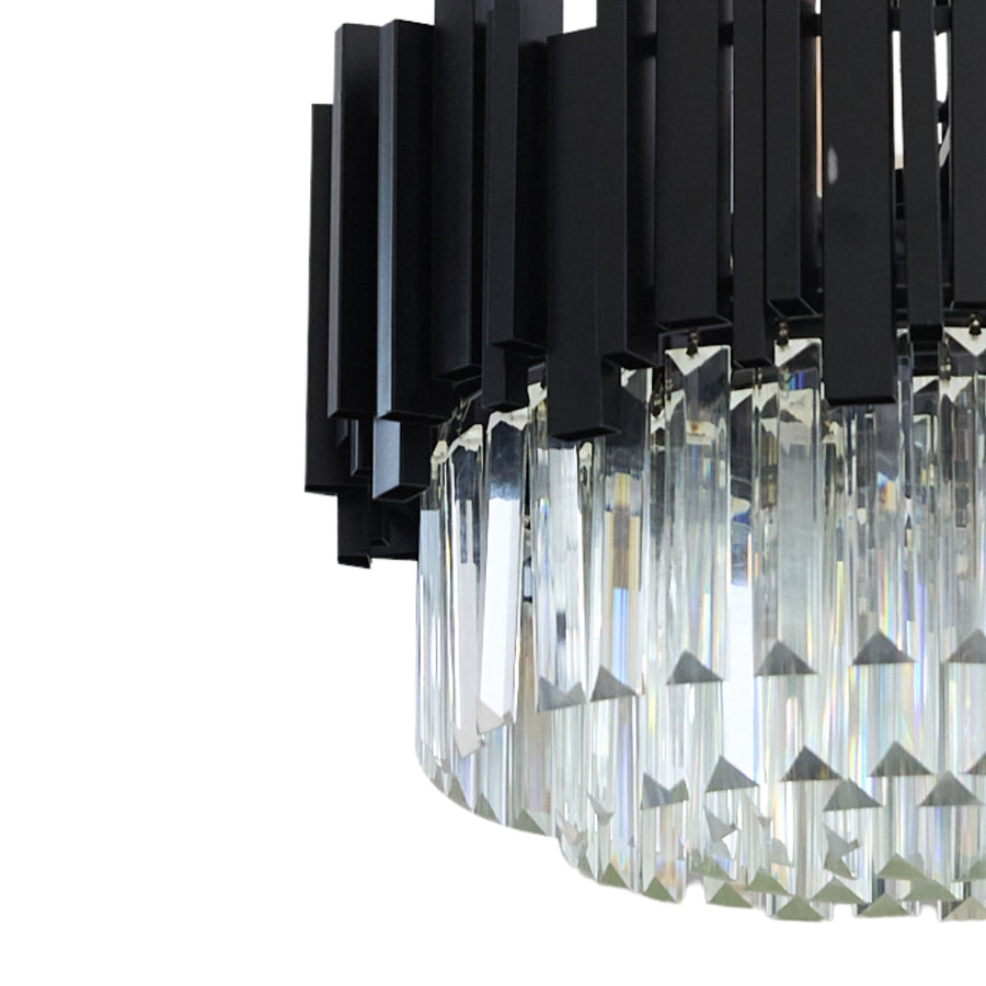BLOIS Nobile Crystal Chandelier 4xE14, Diameter 40cm, Black, Adjustable Height