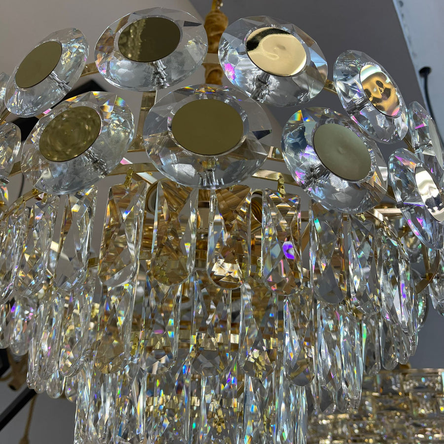 Chandelier MUKE 8*E27, Metal and Crystal, Gold