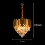 BLOIS Petito Chandelier, Diameter 30cm, 3x E14 Shiny Gold, Adjustable Height