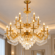 Crystal Chandelier 19xE14, D95cm, Shiny Gold, Adjustable Height, Metal and Crystal