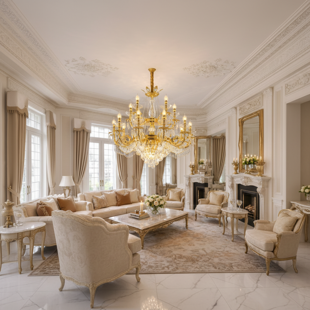 Crystal Chandelier 19xE14, D95cm, Shiny Gold, Adjustable Height, Metal and Crystal Crystal Chandeliers Default Title Alessandro Design