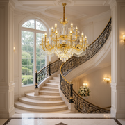 Crystal Chandelier 19xE14, D95cm, Shiny Gold, Adjustable Height, Metal and Crystal Crystal Chandeliers Default Title Alessandro Design