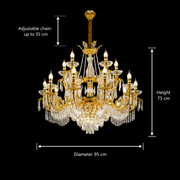 Crystal Chandelier 19xE14, D95cm, Shiny Gold, Adjustable Height, Metal and Crystal Crystal Chandeliers Default Title Alessandro Design