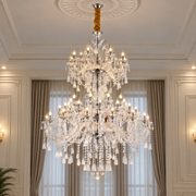 Crystal Chandelier, 55xE14, Diameter 145cm, Height 230cm, Silver, Adjustable Height, Elegant Design
