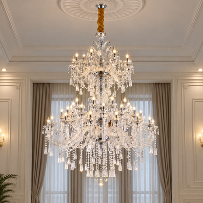 Crystal Chandelier, 55xE14, Diameter 145cm, Height 230cm, Silver, Adjustable Height, Elegant Design
