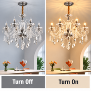 Crystal Chandelier 8xE14, D78cm, Silver, Adjustable Height, Metal and Crystal