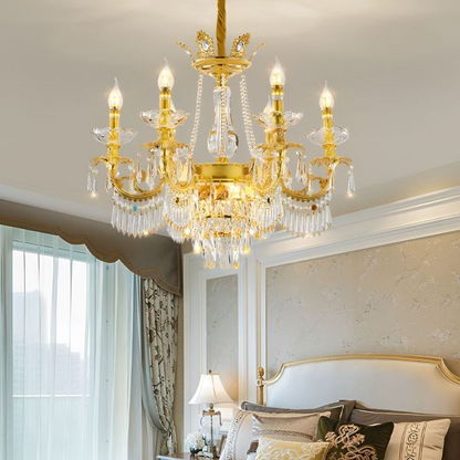 Crystal Chandelier 11xE14, D80cm, Shiny Gold, Adjustable Height, Metal and Crystal Crystal Chandeliers Default Title Alessandro Design