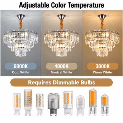 Crystal Chandelier ADAMA Nobile, 5x E14, Diameter 40cm, Shiny Chrome, Adjustable Height
