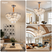 Crystal Chandelier ADAMA Nobile, 5x E14, Diameter 40cm, Shiny Chrome, Adjustable Height