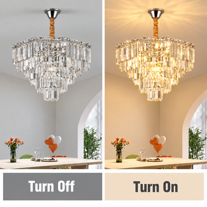 ADAMA Magno Crystal Chandelier, 10x E14, Diameter 60cm, Shiny Chrome, Adjustable Height