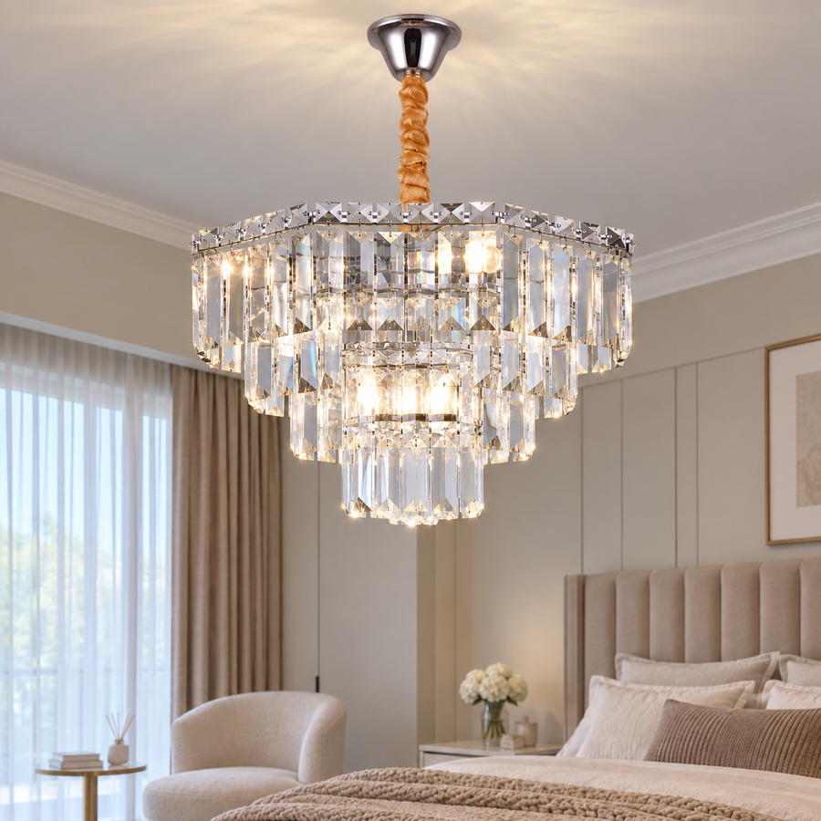 Crystal Chandelier ADAMA Nobile, 5x E14, Diameter 40cm, Shiny Chrome, Adjustable Height
