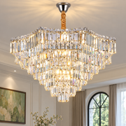 ADAMA Regalis Crystal Chandelier, 14x E14, Diameter 80cm, Shiny Chrome, Adjustable Height