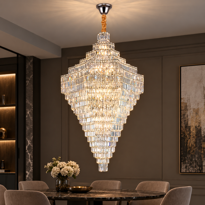 Crystal Chandelier ADAMA Titania, 60x E14, Diameter 135cm, Shiny Chrome, Adjustable Height