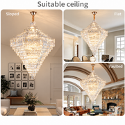 Crystal Chandelier ADAMA Titania, 60x E14, Diameter 135cm, Shiny Chrome, Adjustable Height