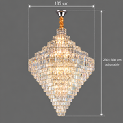 Crystal Chandelier ADAMA Titania, 60x E14, Diameter 135cm, Shiny Chrome, Adjustable Height