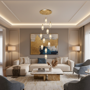 Suspended Crystal LED Chandelier, Justinian, Diameter 60cm, Adjustable Height, Gold, Metal and Crystal