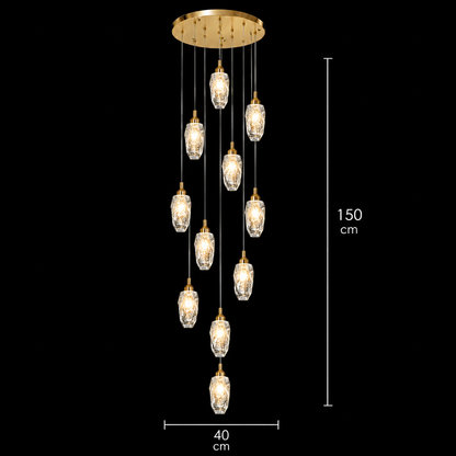 Suspended Crystal LED Chandelier, Justinian, Diameter 60cm, Adjustable Height, Gold, Metal and Crystal