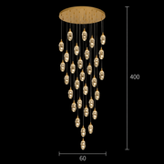 Suspended Crystal LED Chandelier, Justinian, Diameter 60cm, Adjustable Height, Gold, Metal and Crystal