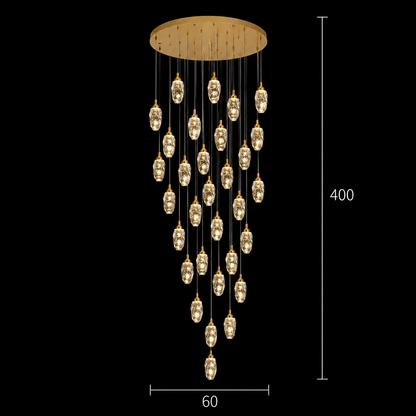 Suspended Crystal LED Chandelier, Justinian, Diameter 60cm, Adjustable Height, Gold, Metal and Crystal