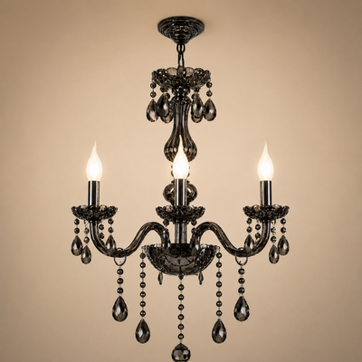Crystal Chandelier AUGUST Eleganza, 3xE14, Diameter 48cm, Silver, Adjustable Height