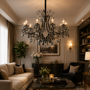 BARO Supremo Crystal Chandelier, Φ92cm, 10xE14, Adjustable Height, Metal and Crystal, Black
