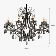BARO Supremo Crystal Chandelier, Φ92cm, 10xE14, Adjustable Height, Metal and Crystal, Black