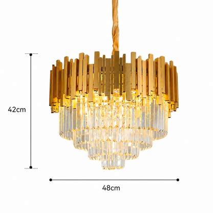 BLOIS Elegance Crystal Chandelier, Diameter 50cm, 8x E14, Shiny Gold, Adjustable Height