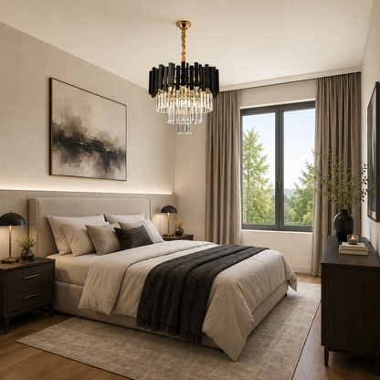 Crystal Chandelier BLOIS Nobile 5xE14, Diameter 40cm, Black, Adjustable Height