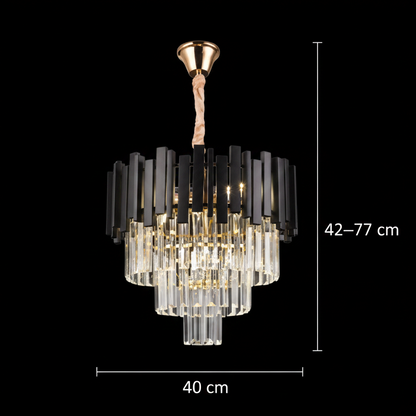 Crystal Chandelier BLOIS Nobile 5xE14, Diameter 40cm, Black, Adjustable Height