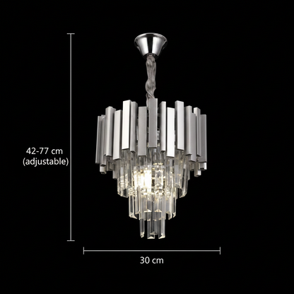 Crystal Chandelier BLOIS Petito 3xE14, Diameter 30cm, Silver, Adjustable Height
