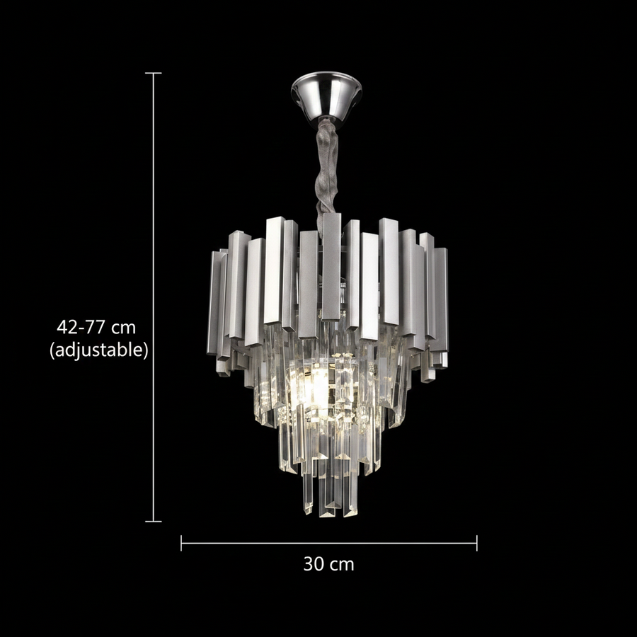 Crystal Chandelier BLOIS Petito 3xE14, Diameter 30cm, Silver, Adjustable Height