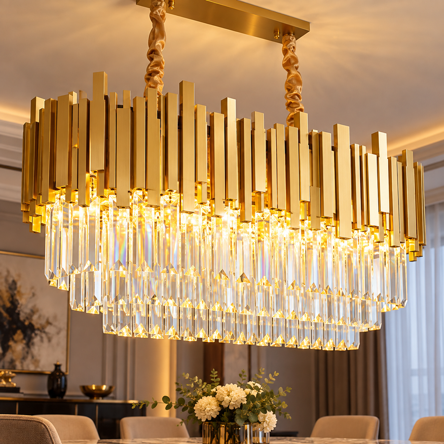 Crystal Chandelier BLOIS Regalis 10xE14, Diameter 80cm, Gold, Adjustable Height