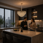 Candelabru Cristal ERDENET Nobile, 5xE14, Diametru 40 cm, Metal si Cristal, Auriu Lucios, Inaltime Reglabila