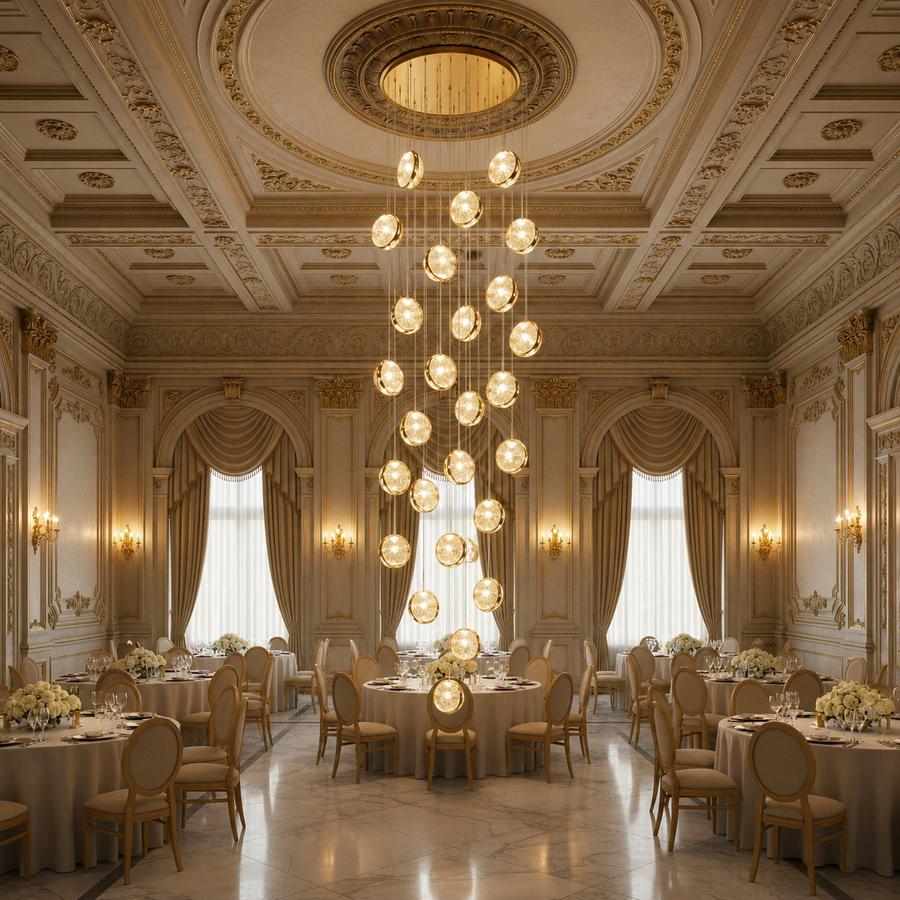 Suspended Crystal LED Chandelier, Justinian, Diameter 60cm, Adjustable Height, Gold, Metal and Crystal