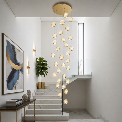 Suspended Crystal LED Chandelier, Justinian, Diameter 60cm, Adjustable Height, Gold, Metal and Crystal